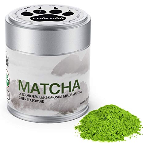 cobcobb 35g Uji Matcha Green Tea Powder, USDA Organic - Authentic Japanese Ceremonial Grade (Premium, Tin)