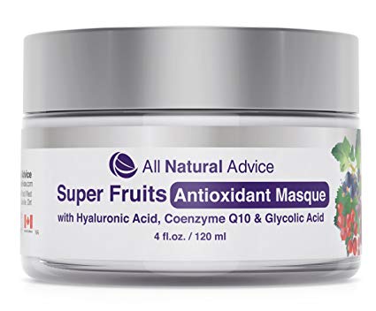All Natural Advice Antioxidant Face Mask – Anti Aging Cleansing Facial Masque for Men and Women with Hyaluronic Acid, Coenzyme Q10 and Glycolic Acid (4 fl.oz. / 120 ml)
