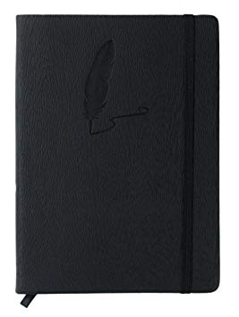 Red Co Journal with Embossed Quill, 240 Pages, 5"x 7" Dotted, Black