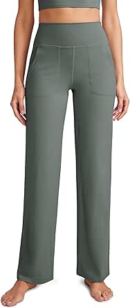 CRZ YOGA Womens Butterluxe High Waist Wide Leg Pants with Pockets 31" - Buttery Soft Comfy Casual Yoga Lounge Pants