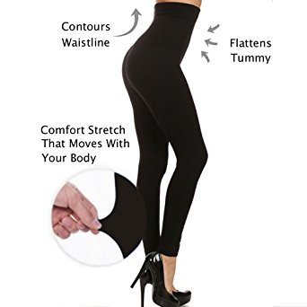 NO MORE MUFFIN TOP! High Waisted Compression Tummy Control Leggings-Fleece & Non Fleece Leggings-Contours Waistline