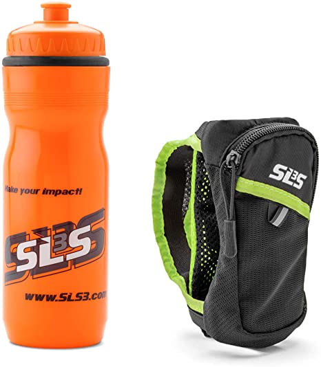 SLS3 Running Water Bottles Handheld - Hand Held Bottle for Runners - Hydroquick II - Running Water Bottle Handheld - Zippered Pocket