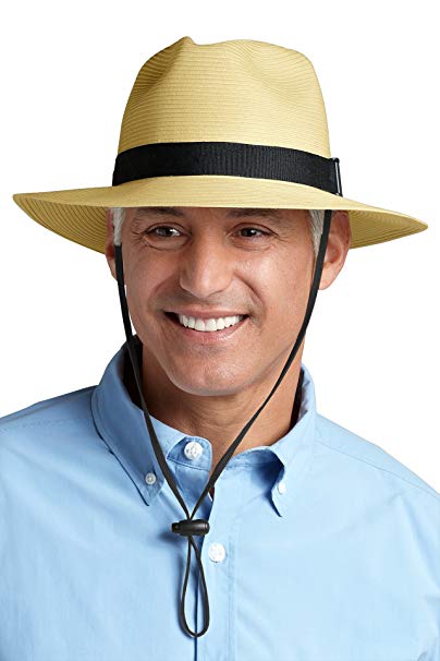 Coolibar UPF 50  Men's SmartStraw Packable Fedora Hat - Sun Protective