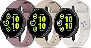 3 Pack Bands Compatible with Vivoactive 5 / Vivoactive 3 Watch Band, Venu 2 Plus / Venu Sq / Venu Watch Bands Women Men, Soft Silicone Sport Replacement Strap for Vivoactive 5, Vivoactive 3 Music, Venu 2 Plus, Venu Sq, Venu, Vivomove Sport, Forerunner 645 / 245 Music Smart Watch