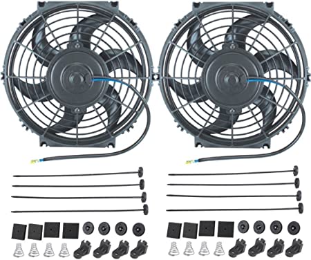 American Volt 12 Volt Electric Radiator Cooling Fan Upgraded 90W Motor 1600 CFM High Performance Thermo Cooler (10" Inch, Dual Fan)
