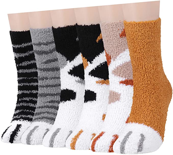 Fuzzy Socks Women Girls Microfiber Slipper Sleeping Winter Warm Home Crew Socks Gifts for Christmas 5/4/3Pairs