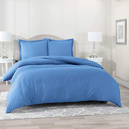 Nestl Bedding Duvet Cover 3 Piece Set – Ultra Soft Double Brushed Microfiber Hotel Collection – Comforter Cover with Button Closure and 2 Pillow Shams, Calm Blue - Queen 90"x90"