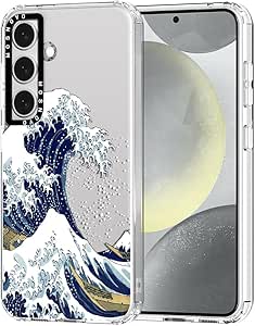 MOSNOVO Case for Samsung Galaxy S24, [Buffertech 6.8ft Military-Grade Drop Protection] [Anti Peel Off Tech] Clear TPU Bumper Phone Case Cover Design - Great Wave