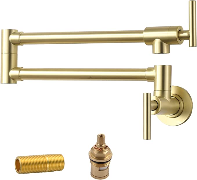 Havin Pot Filler,Pot Filler Faucet Wall Mount,Brass Material,with Double Joint Swing Arms
