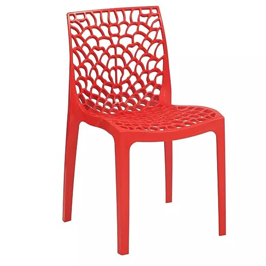JFA - Plastic Chair | Office Visitor Chair | Web Design Chair for Outdoor Garden, Home, Office | Dust Free | Medium Back (Red)