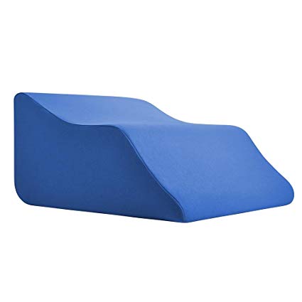 Lounge Doctor Elevating Leg Rest Pillow Wedge Foam w Blue Cover Small Foot pillow Leg Support leg swelling vein issues lymphedema restless legs Pregnancy