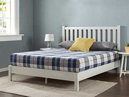 Zinus Wen Deluxe Wood Platform Bed with Slatted Headboard / No Box Spring Needed / Wood Slat Support, Full