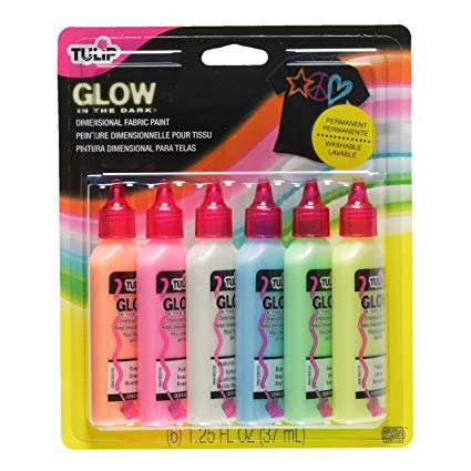 Tulip 29025 3D Fashion Paint, Glow, 6-Pack