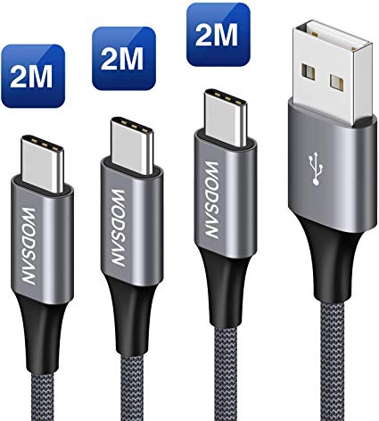 AVIWIS USB C Cable, [ 3 Pack 2M ] Type C Fast Charger Charging Cable Nylon Braided for Samsung Galaxy S10/S9/S8 /S8, MacBook, Huawei P20/P10/Mate 20, Google Pixel, Sony Xperia XZ, OnePlus