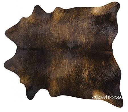 Dark Brindle Brazilian Cowhide Rug Cow Hide Skin Leather Area Rug: XXL