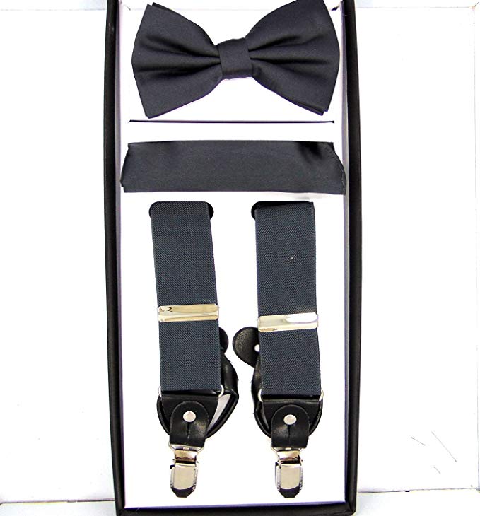 3pc Suspender Bow-Tie Handkerchief Set