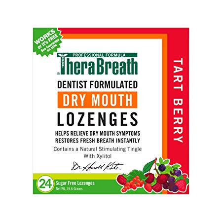 TheraBreath Dry Mouth ZINC Lozenges, Tart Berry Flavor, 24 Lozenges