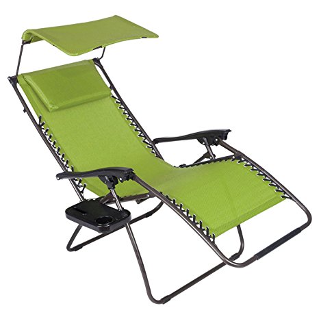 Just Relax Oversized Zero Gravity Chair with Pillow, Canopy, and Clip-On Table (Green)