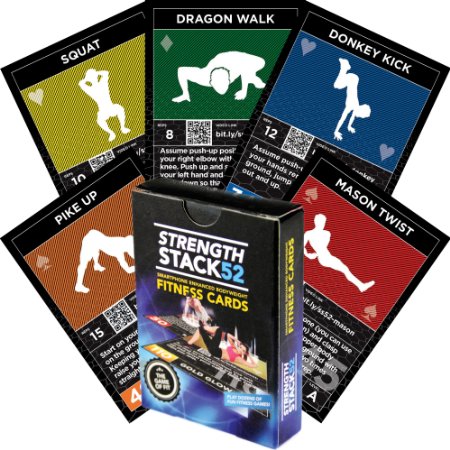 Exercise Cards Strength Stack 52 Bodyweight Workout Playing Card Game Designed by a Military Fitness Expert Video Instructions Included No Equipment Needed Burn Fat and Build Muscle at Home