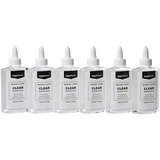AmazonBasics Washable Liquid School Glue, 5 oz Bottle, Clear, 6-Pack