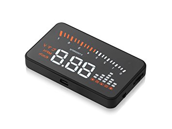 IP Brothers Head Up Display - Colorful Multifunction Dashboard Mounted Screen HUD X5 with OBD2 Interface - Plug & Play - Speedometer Fuel Consumption Temperature - Gift Sticky Pad & Reflective Film