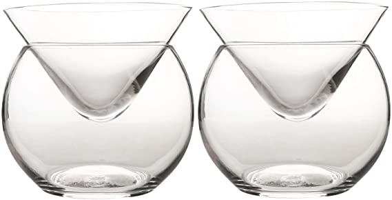 DUEBEL Glass Caviar Chiller Server Set 2pcs – Universal Martini, Wine, Liquor Cocktail Chiller Cup