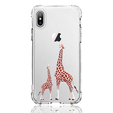 luolnh iPhone X Case,iPhone 10 Case, [New Creative Design] Flexible Soft TPU Silicone Gel Soft Clear Phone Case Cover for iPhone X 2017(2 Giraffe)