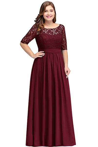 Women Plus Size Chiffon Evening Dresses Long Prom Bridesmaid Gown