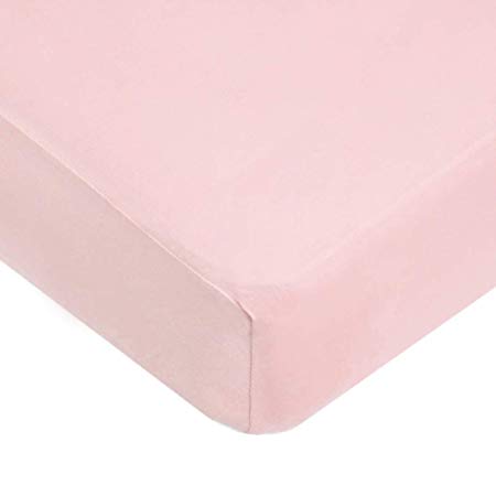 TL Care 100% Cotton Jersey Knit Fitted Crib Sheet for Standard Crib and Toddler Mattresses, Pink, 28 x 52, for Girls