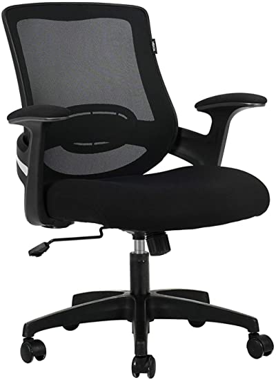 Hbada Ergonomic Office Chair Computer Desk Chair Mid-Back Mesh Task Chair with Strong Shield Type Lumbar Support, Height Adjustable Swivel and Rocking Chair with Padded Armrest, Black.
