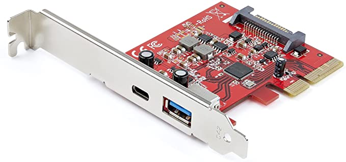 StarTech.com 2-Port 10Gbps USB-A & USB-C PCIe Card - USB 3.1 Gen 2 PCI Express Type C/A Host Controller Card Adapter - USB 3.2 Gen 2x1 PCIe Expansion Add-On Card - Windows, macOS, Linux (PEXUSB311AC3)