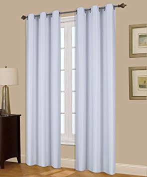 GorgeousHomeLinen (A72) 1 Solid Window Curtain Grommet Top Foam Lined Backing Insulated Thermal Blackout Drape Panel (84" Long, WHITE)
