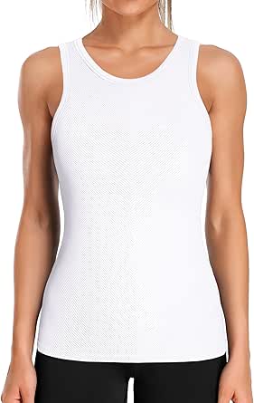 ATTRACO Workout Tank Tops for Women Seamless Full Length Gym Tops Athletic Yoga Top Built in Bra