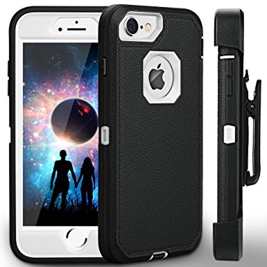 iPhone 8 case,iPhone 7 Case, iPhone 6s Case, FOGEEK [Dust-Proof] Belt-Clip Heavy Duty Kickstand Cover [Shockproof] Rugged Armor PC TPU Shell for Apple iPhone 7 and iPhone 6/6s(Black and White)
