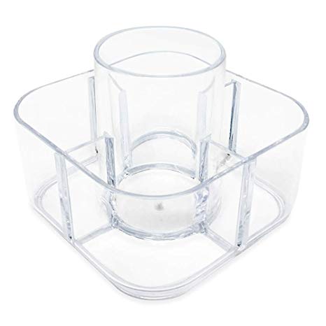 Isaac Jacobs 5-Compartment Clear Acrylic Organizer- Makeup Brush Holder- Storage Solution- Office, Bathroom, Kitchen Supplies and More
