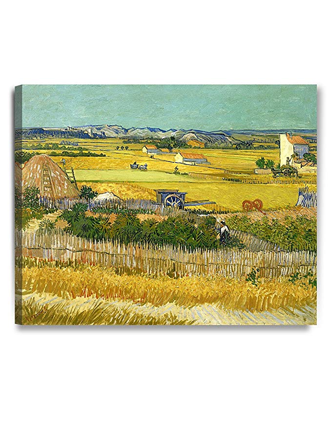 DecorArts - The Harvest, by Vincent Van Gogh. The Classic Arts Reproduction. Art Giclee Print On Canvas, Stretched Canvas Gallery Wrapped. 30x24"