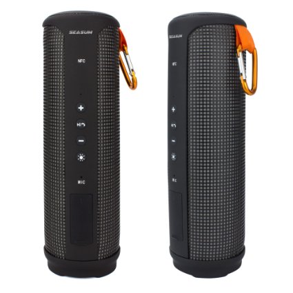SeaSum waterproof led bluetooth speaker-Black Portable Wireless Speaker 8.7 inches-4400mAh Rechargeable Lithium Battery