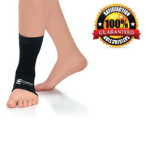 Copper Compression Recovery Ankle Sleeve, #1 Highest Copper Content GUARANTEED. Infused Fit Ankle Support Brace / Wrap / Sock / Stabilizer For Men And Women. Wear Anywhere (Small)