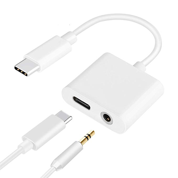 USB C to 3.5mm Headphone Adapter with Fast Charging Compatible for Pixel 3 3XL 2 2XL, iPad pro 2018, HTC, Essential Phone and More USB C Devices