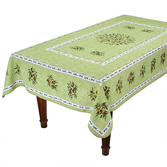 Provence Olivier French Provencal Tablecloth - 59x92 Rectangular - Stain Resistant