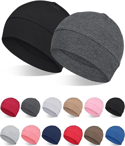 FocusCare 2Pcs/4Pcs 100% Bamboo Viscose Beanies for Men Women Helmet Liner Lightweight Sleeping Cap for Chemo Hair Loss