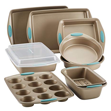 Rachael Ray 47578 10-Piece Steel Bakeware Set, Agave Blue