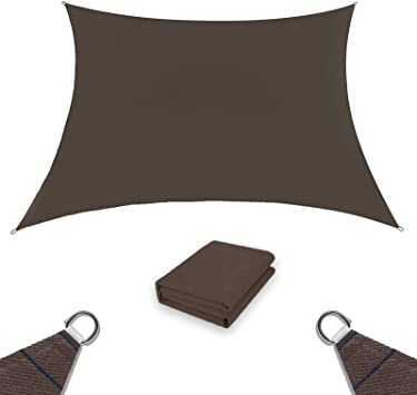 Sail Shade,8' x 10' Rectangle Durable Roll Up Sun Shade Cover Cloth for Outdoor Patio Garden Canopy Sunshades Sail Brown