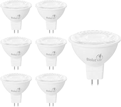 6 Pack Bioluz LED MR16 LED Bulb 50W Halogen Replacement Non-Dimmable 7w 5000K 12v AC/DC UL Listed Pack of 6