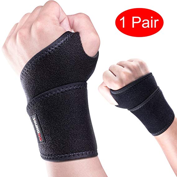 YOUNGDO Wrist Support, Wrist Brace Adjustable Breathable Neoprene with Velcro for Men,Women and Children to Help Relieve Pain from Carpal Tunnel Syndrome Tendonitis and Wrist Pain-1 Pair Black