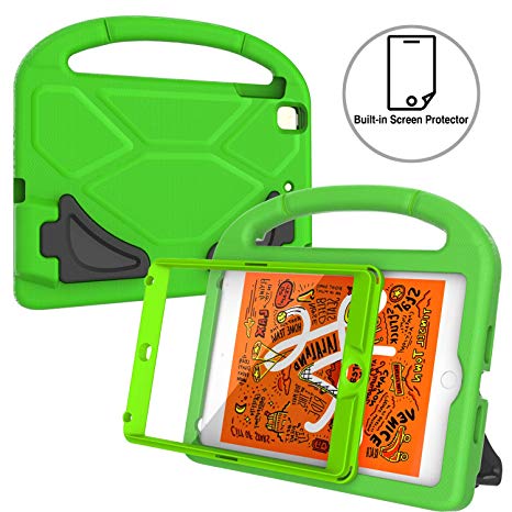 AVAWO Kids Case Built-in Screen Protector for New iPad Mini 5 2019 - Shockproof Handle Stand Kids Friendly Compatible with iPad Mini 4th 5th Generation (Green)