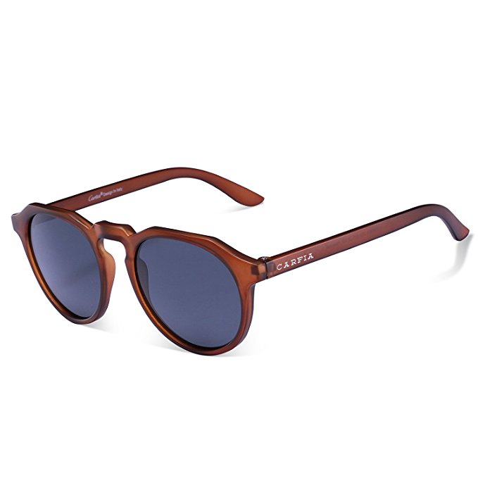 Carfia Retro Polarized Sunglasses for Women Men, Round Sunglasses with TR90 Ultralight Frame