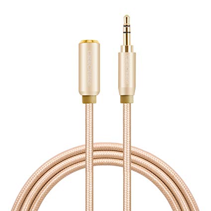 CableCreation 6-Feet 3.5mm Audio Extension Cable, Male to Female with Premium Metal, for Smartphones, Tablets and MP3 Player, Gold Color