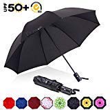 ABCCANOPY Umbrella Compact Rain&Wind Teflon Repellent Umbrellas Sun Protection with Black Glue Anti UV Coating Travel Auto Folding Umbrella, Blocking UV 99.98%