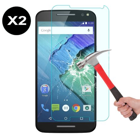 [2 Pack] Moto X Pure Edition Screen Protector , SuensanTempered Glass 9h Hardness Invisible Protection Perfect Fit for Moto X Style (Xt1570) (Ultra Clear)